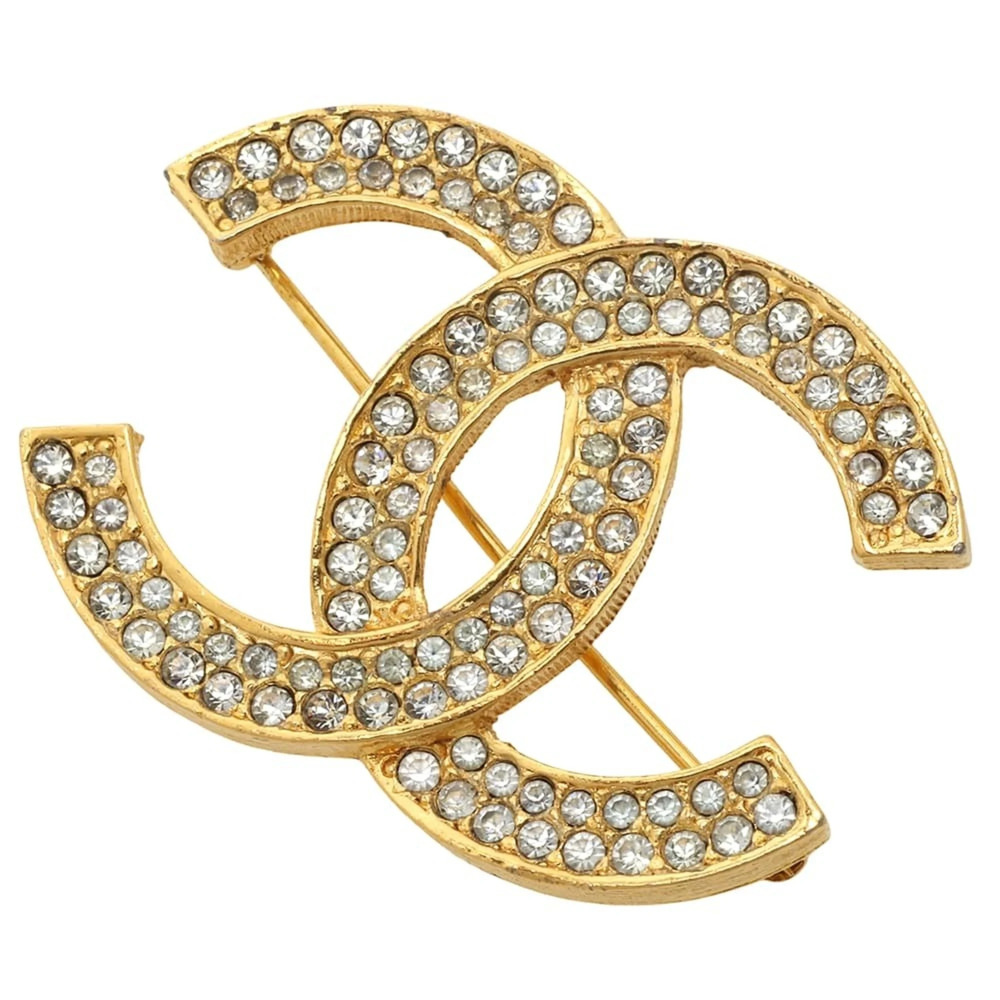 CHANEL Gold Logo Brooch